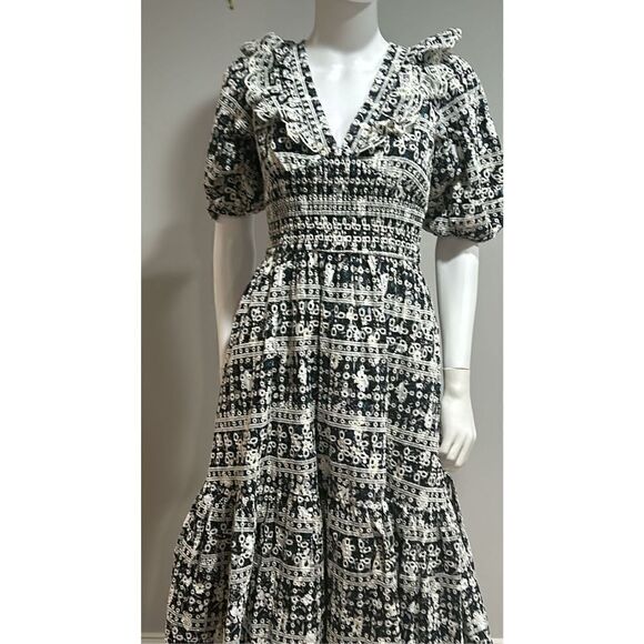 En Saison Alessandra Cotton Eyelet Midi Dress Size Small - Picture 16 of 16